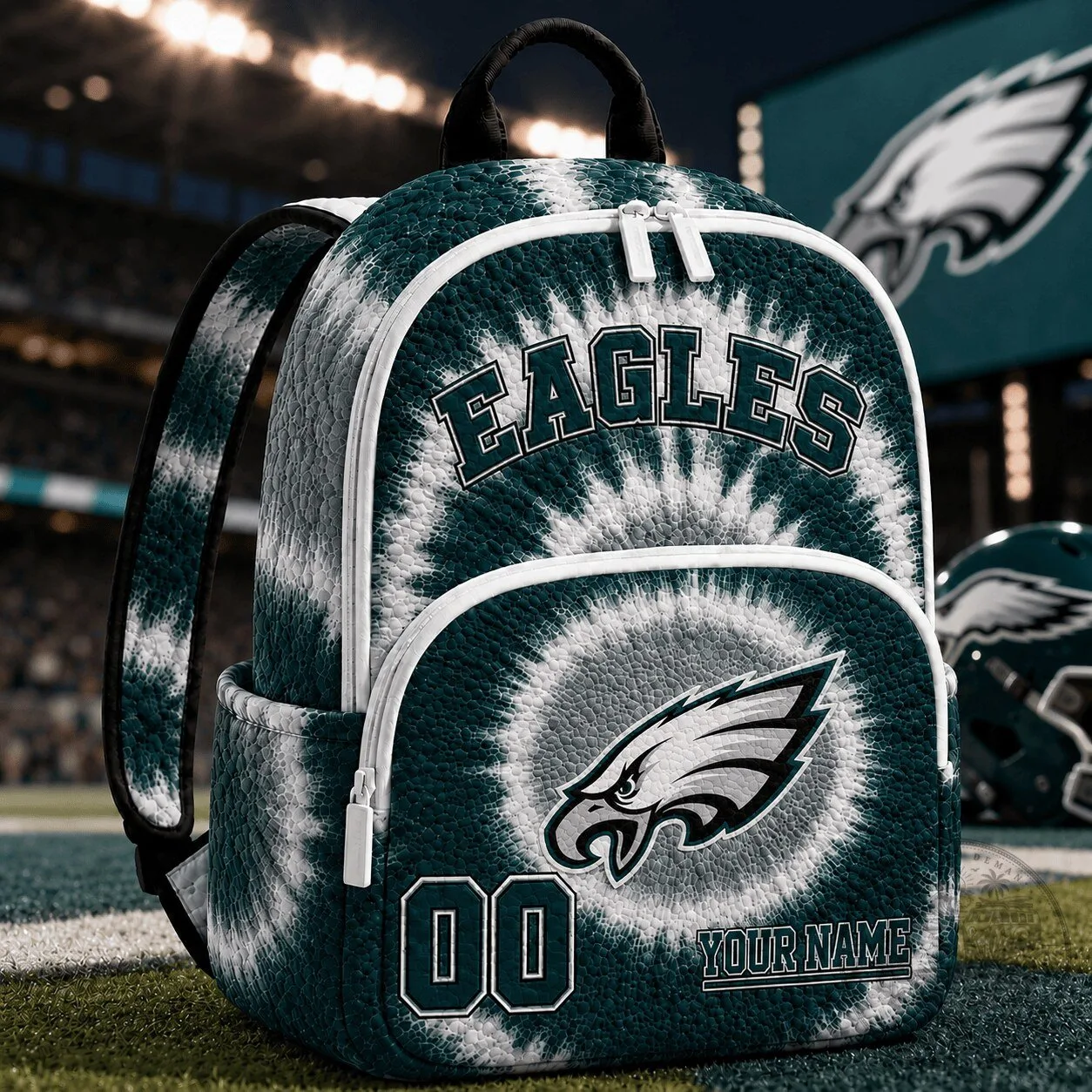 Philadelphia Eagles Fan Tie Dye Custom Name Backpack