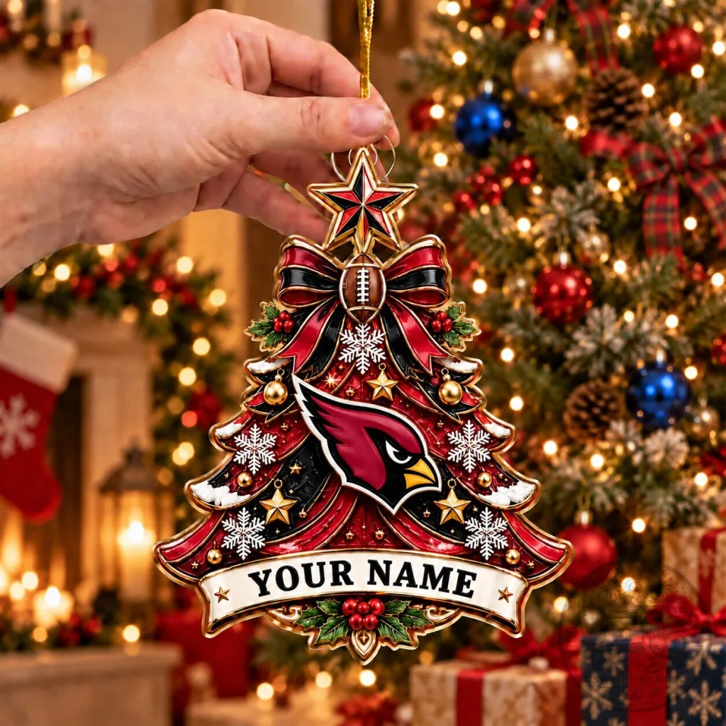 Arizona Cardinals Christmas Tree Ornament Custom Name NFL Football Fan Gift