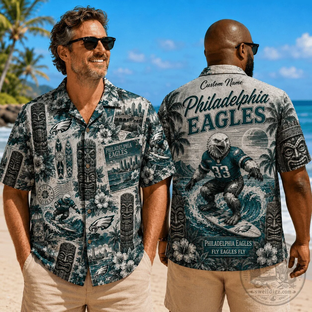Philadelphia Football Eagles Surfing Hawaiian Shirt for Men and Women