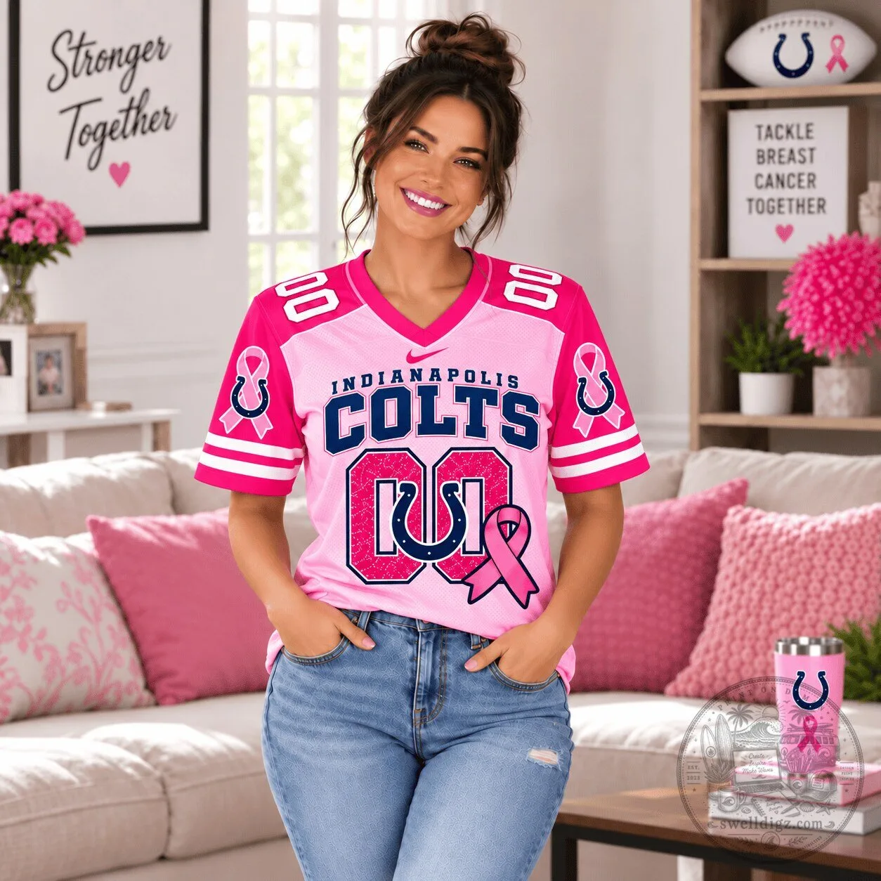 Indianapolis Colts Tackle Breast Cancer Pink Football Jersey
