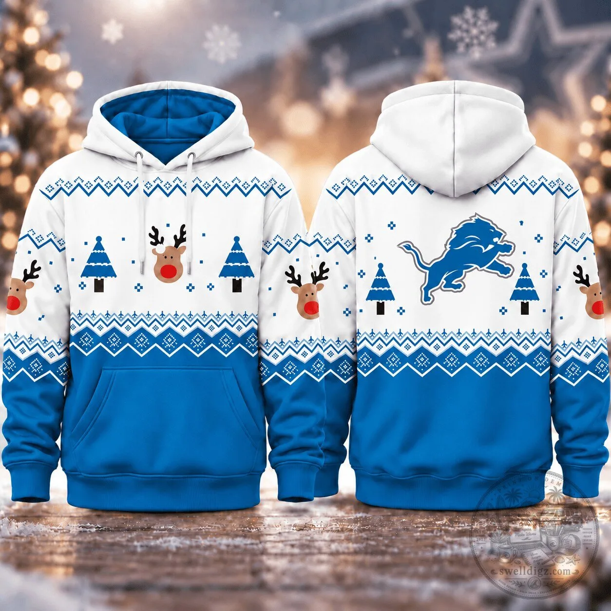 Detroit Lions Christmas Game Day Ugly Sweater Pullover Hoodie