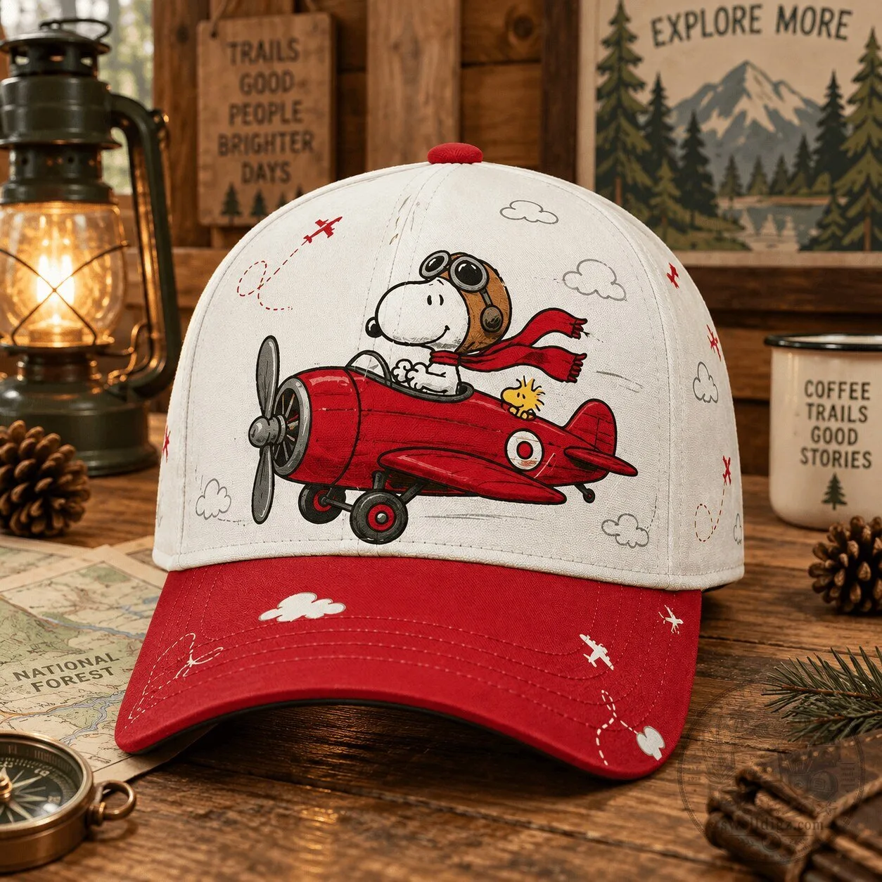 Snoopy Flying Ace Red Baron Adventure Baseball Cap Hat