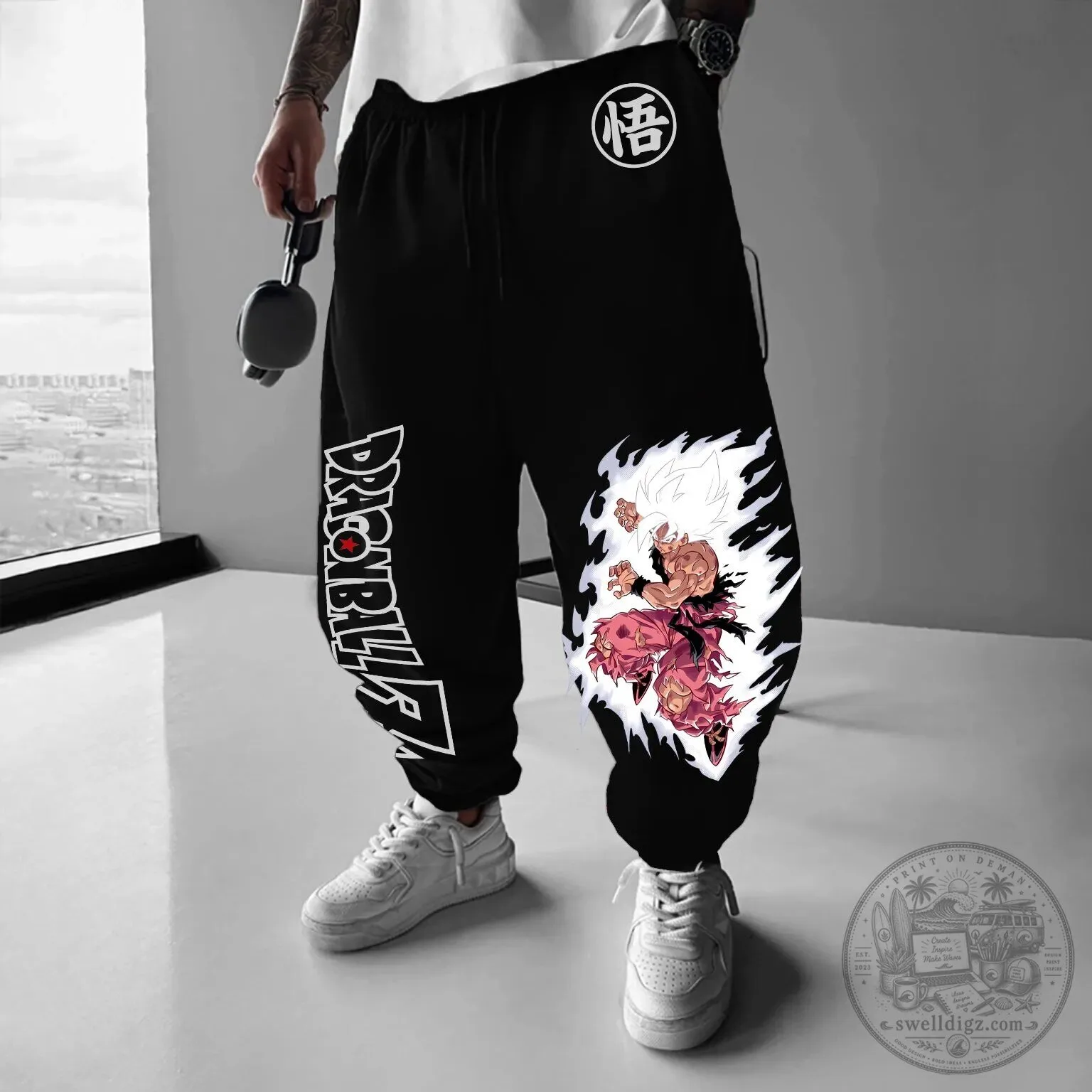 Streetwear Jogger Pants Featuring Goku as Super Saiyan from Dragon Ball Z