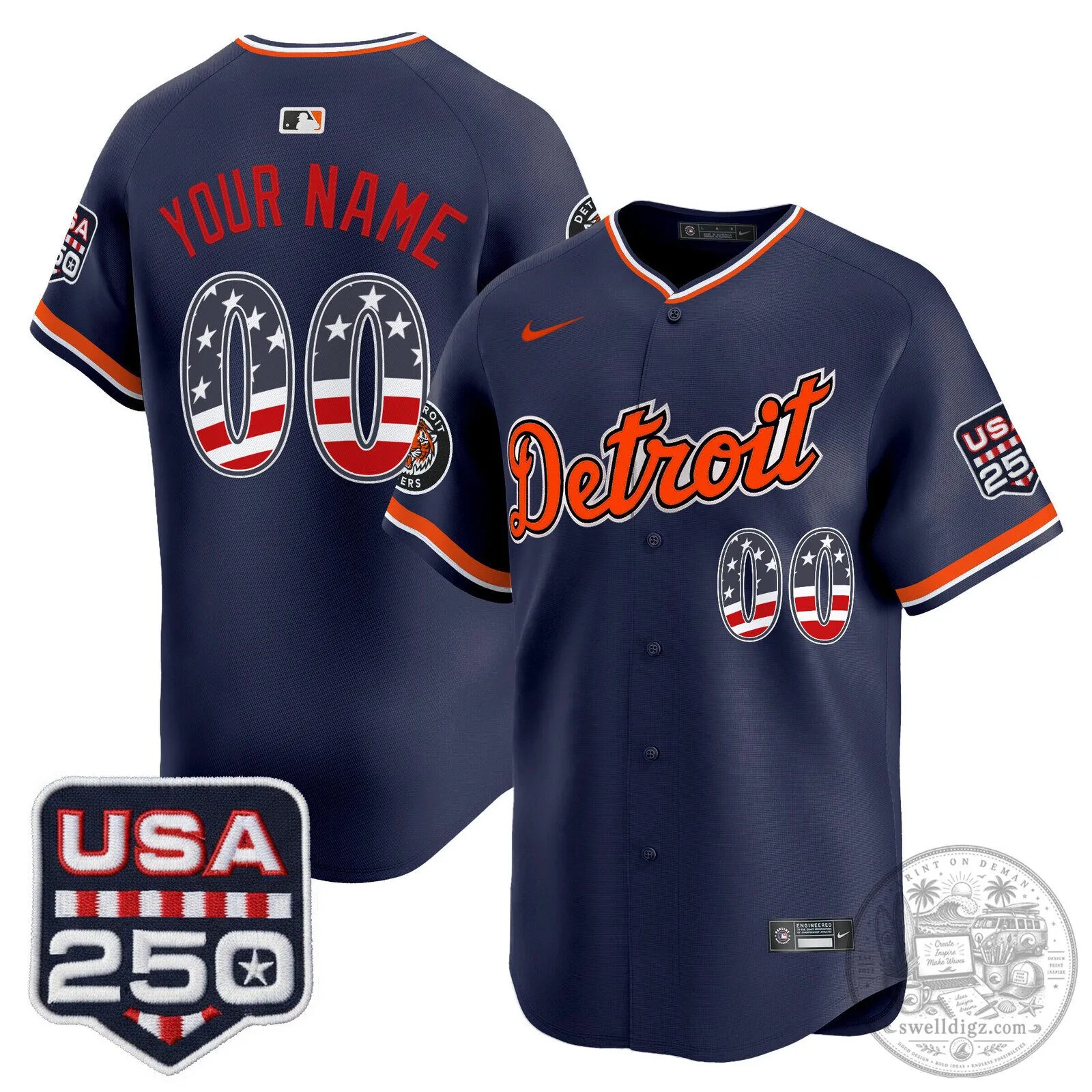 Detroit Tigers Fourth of July 250th Anniversary Baseball Jersey