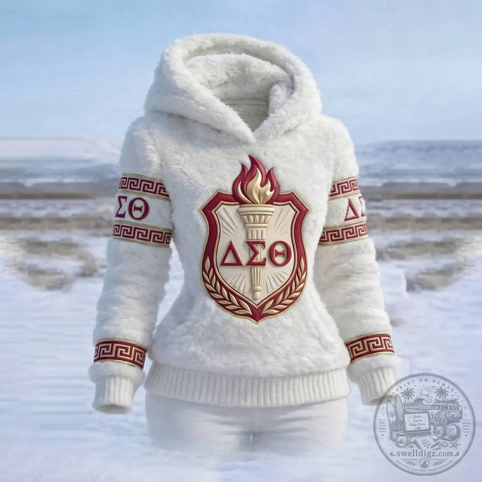 Delta Sigma Theta Sorority Inc. Greek Letters Winter Sherpa Hoodie