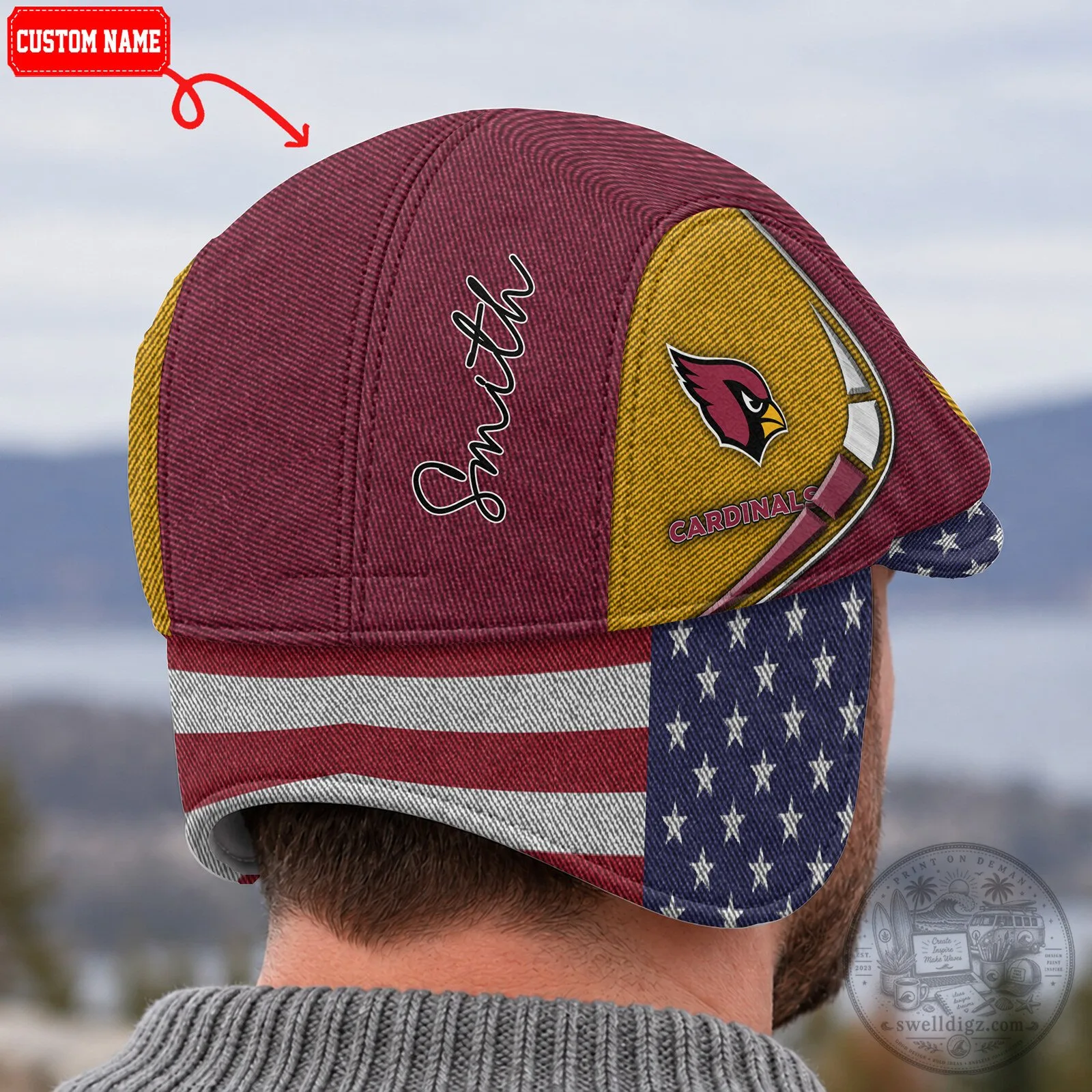 NFL Foldable Ear Flaps Flat Cap - Arizona Cardinals Design 8 NFL Foldable Ear Flaps Flat Cap - Arizona Cardinals Design