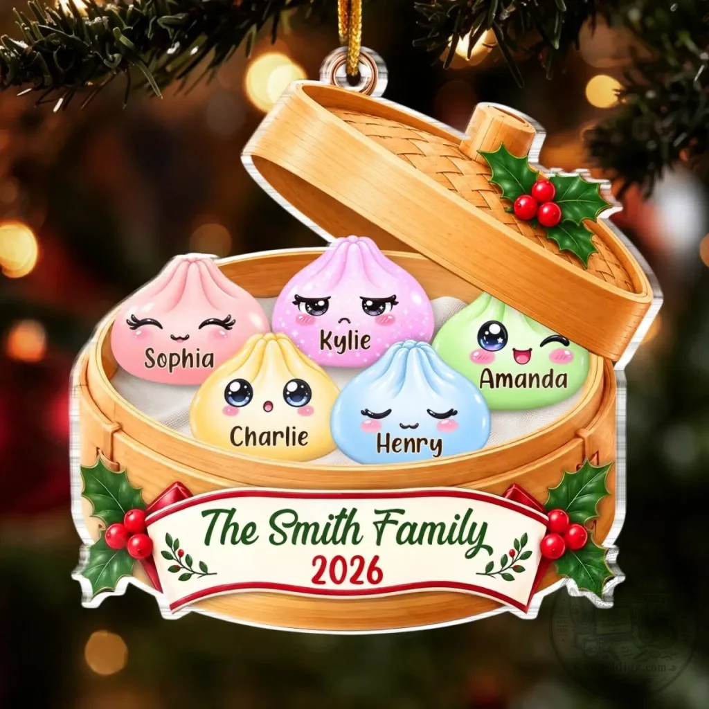 Personalized Family Dumpling Christmas Tree Ornament - Custom Name Holiday Decoration Personalized Family Dumpling Christmas Tree Ornament - Custom Name Holiday Decoration