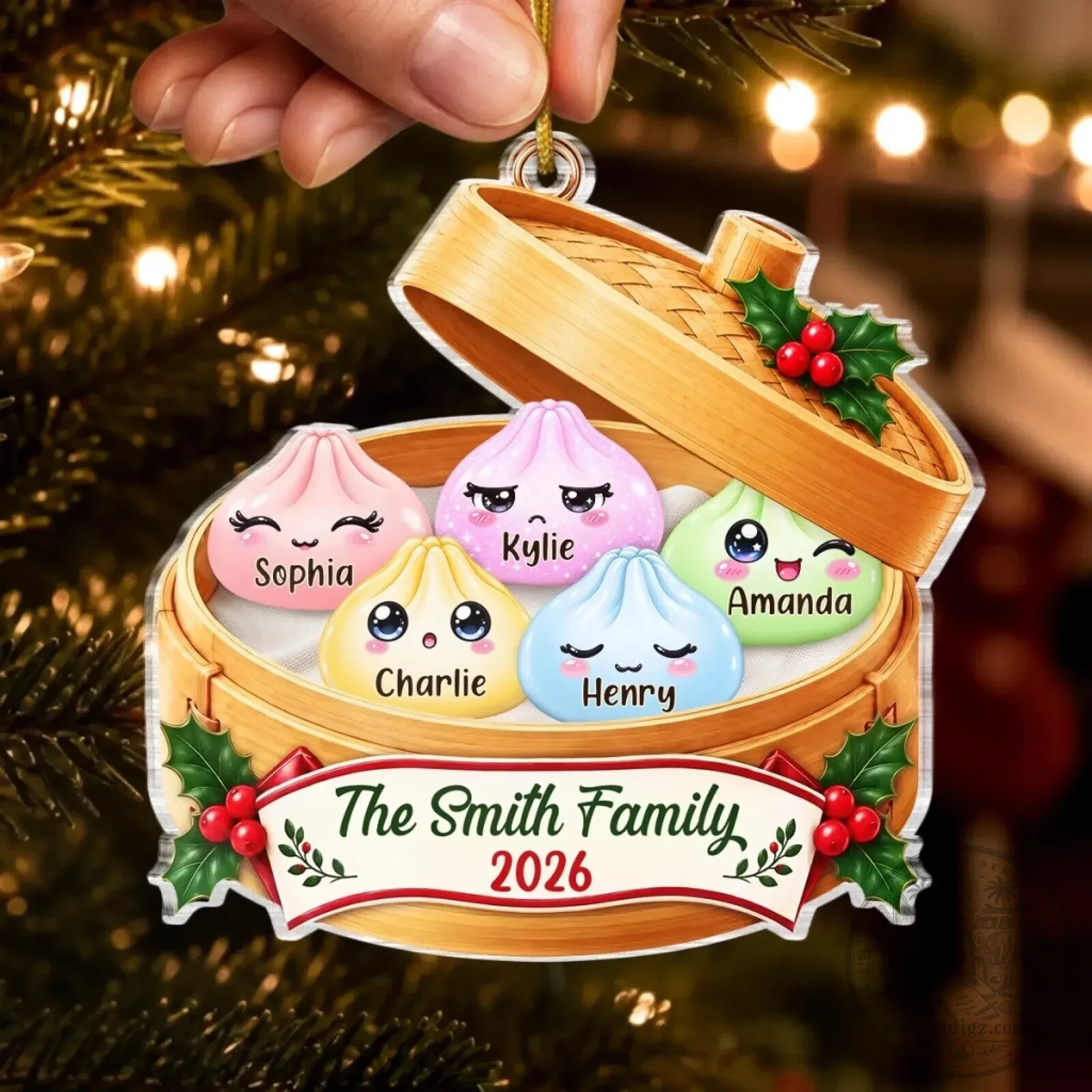 Personalized Family Dumpling Christmas Tree Ornament - Custom Name Holiday Decoration 8 Personalized Family Dumpling Christmas Tree Ornament - Custom Name Holiday Decoration