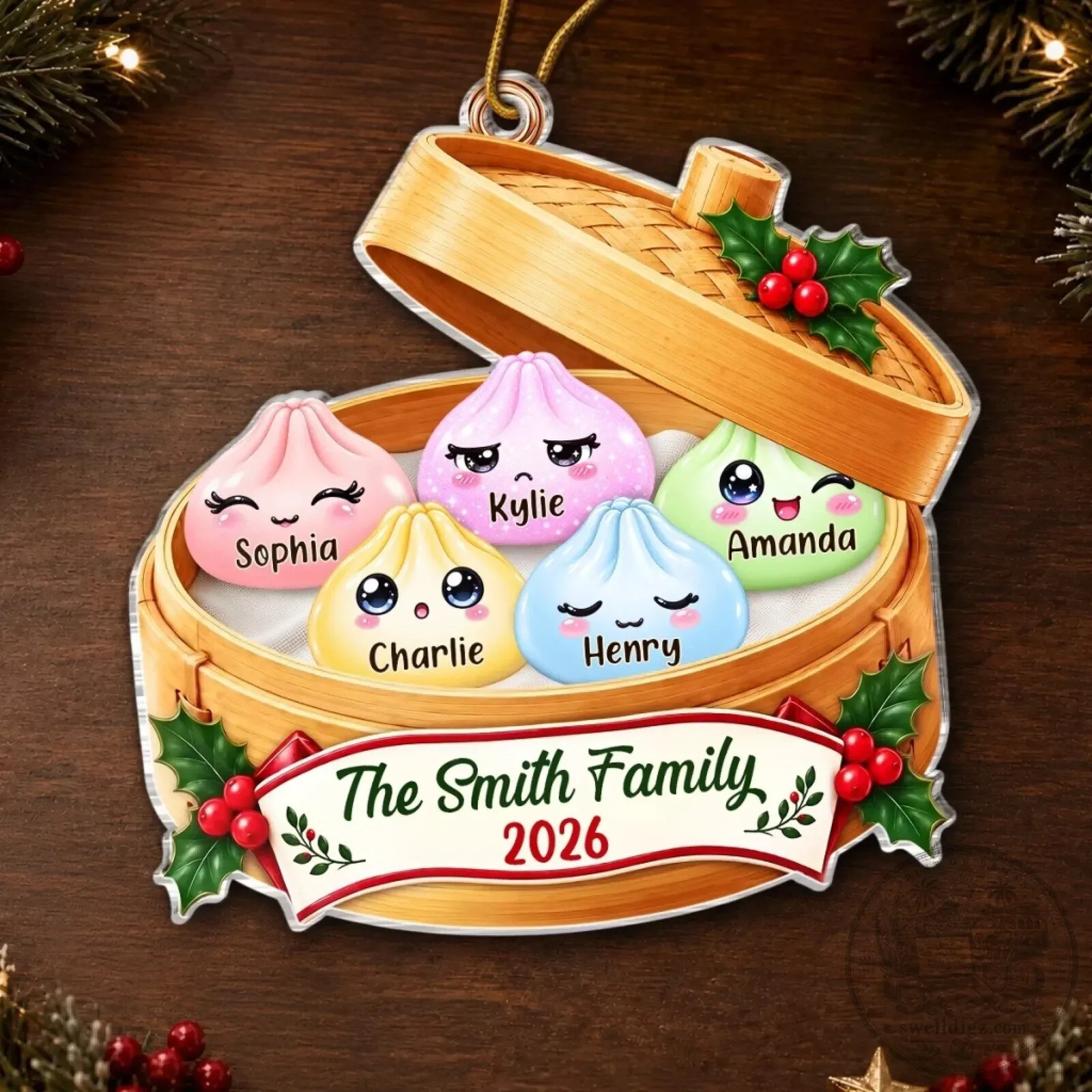 Personalized Family Dumpling Christmas Tree Ornament - Custom Name Holiday Decoration 9 Personalized Family Dumpling Christmas Tree Ornament - Custom Name Holiday Decoration