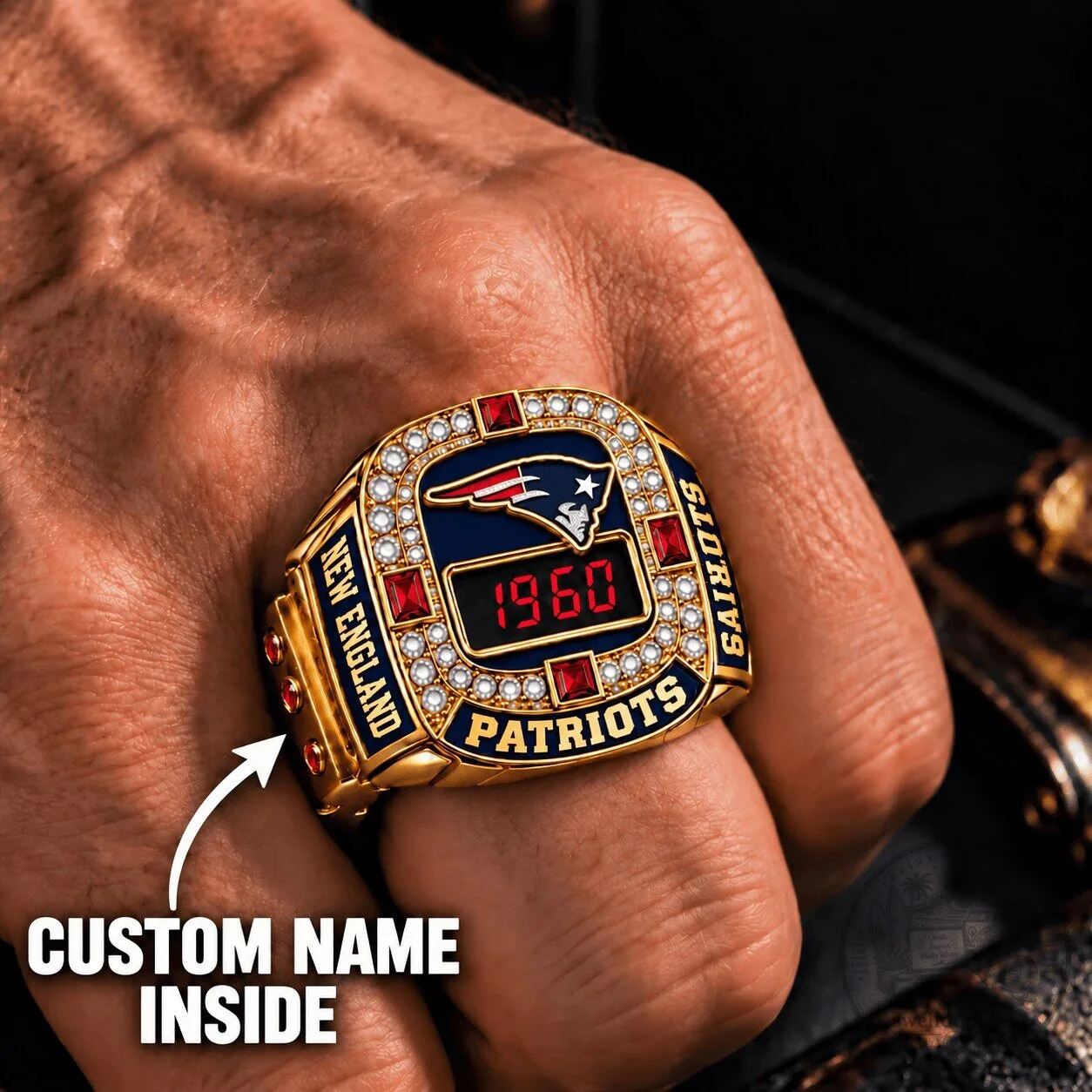 New England Patriots Super Bowl Championship Ring Custom Name Engraved Gift