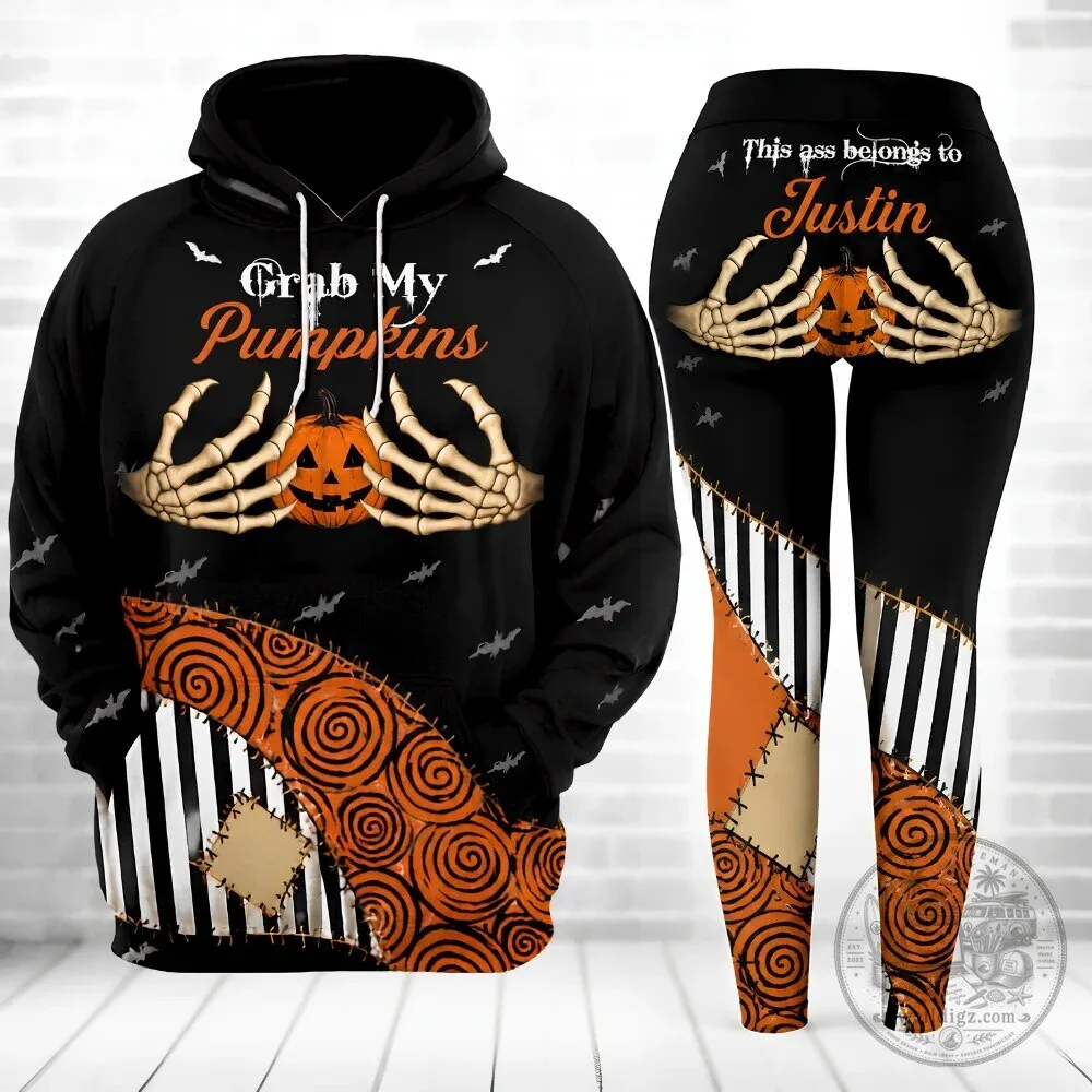 Halloween Grab My Pumpkins Skeleton Hands Hoodie and Leggings Set