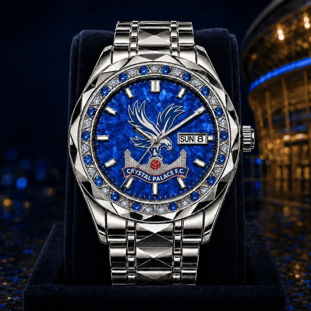 Crystal Palace Football Club Men's Luxury Stainless Steel Watch with Blue Dial Crystal Palace Football Club Men's Luxury Stainless Steel Watch with Blue Dial