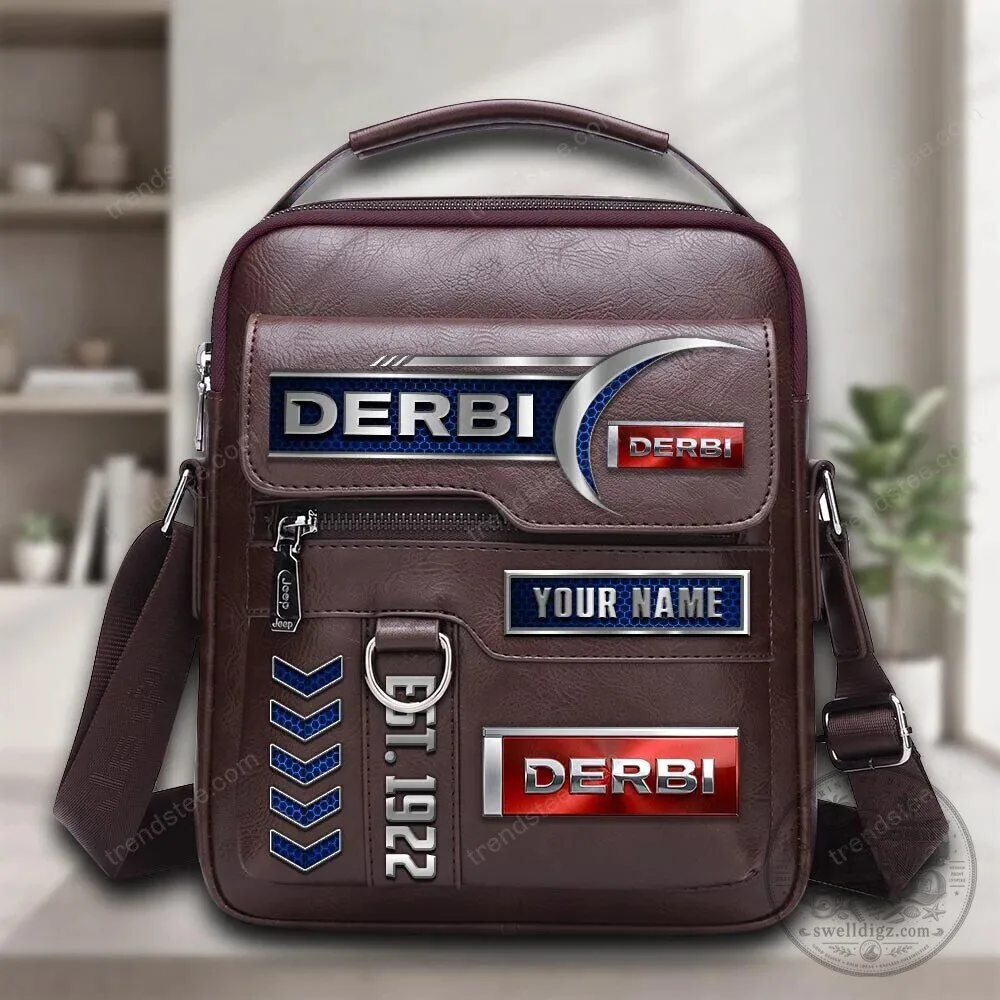 Derbi Motorcycle Brand Personalized Vintage Leather Shoulder Bag