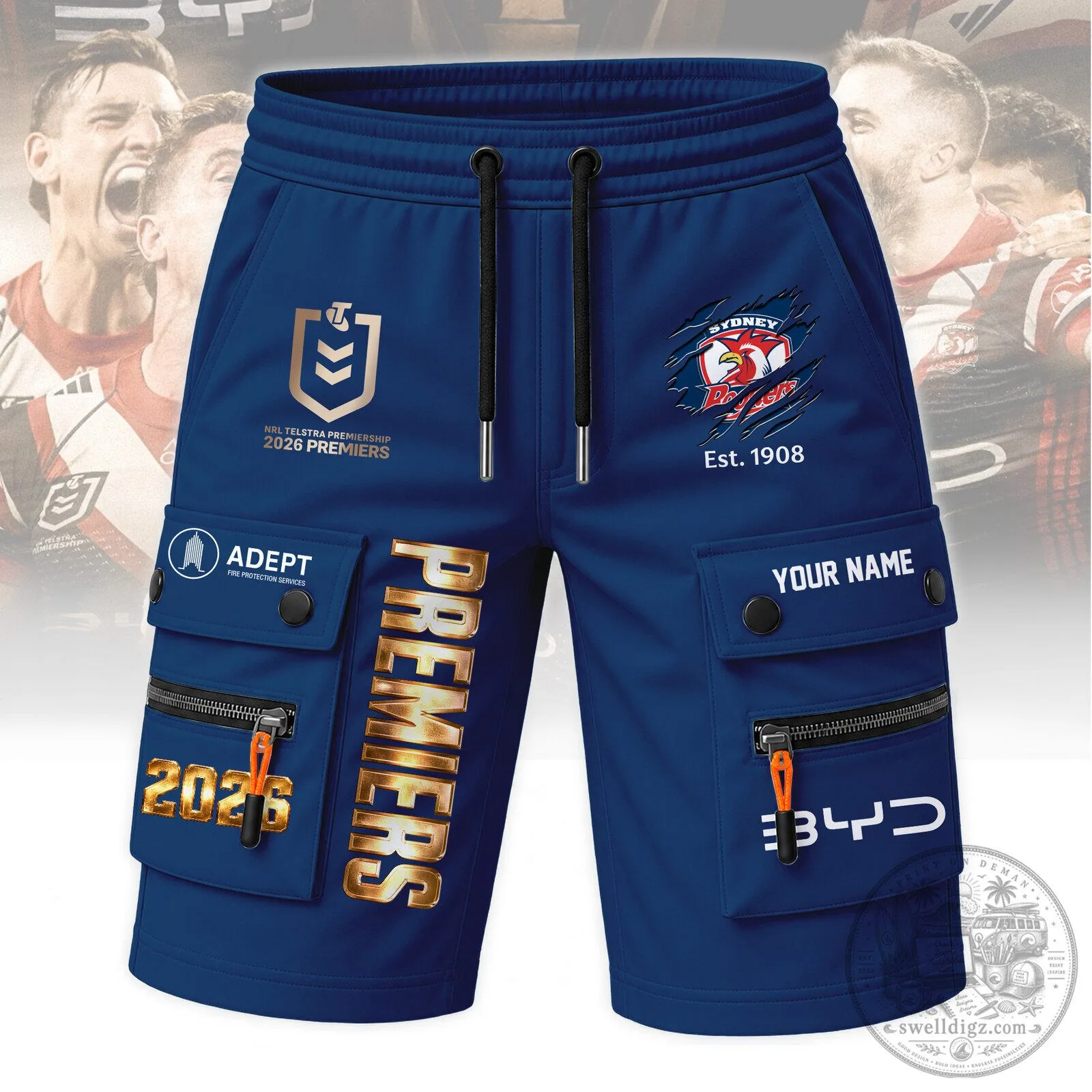 Sydney Roosters National Rugby League Telstra Premiership 2026 Premiers Cargo Shorts