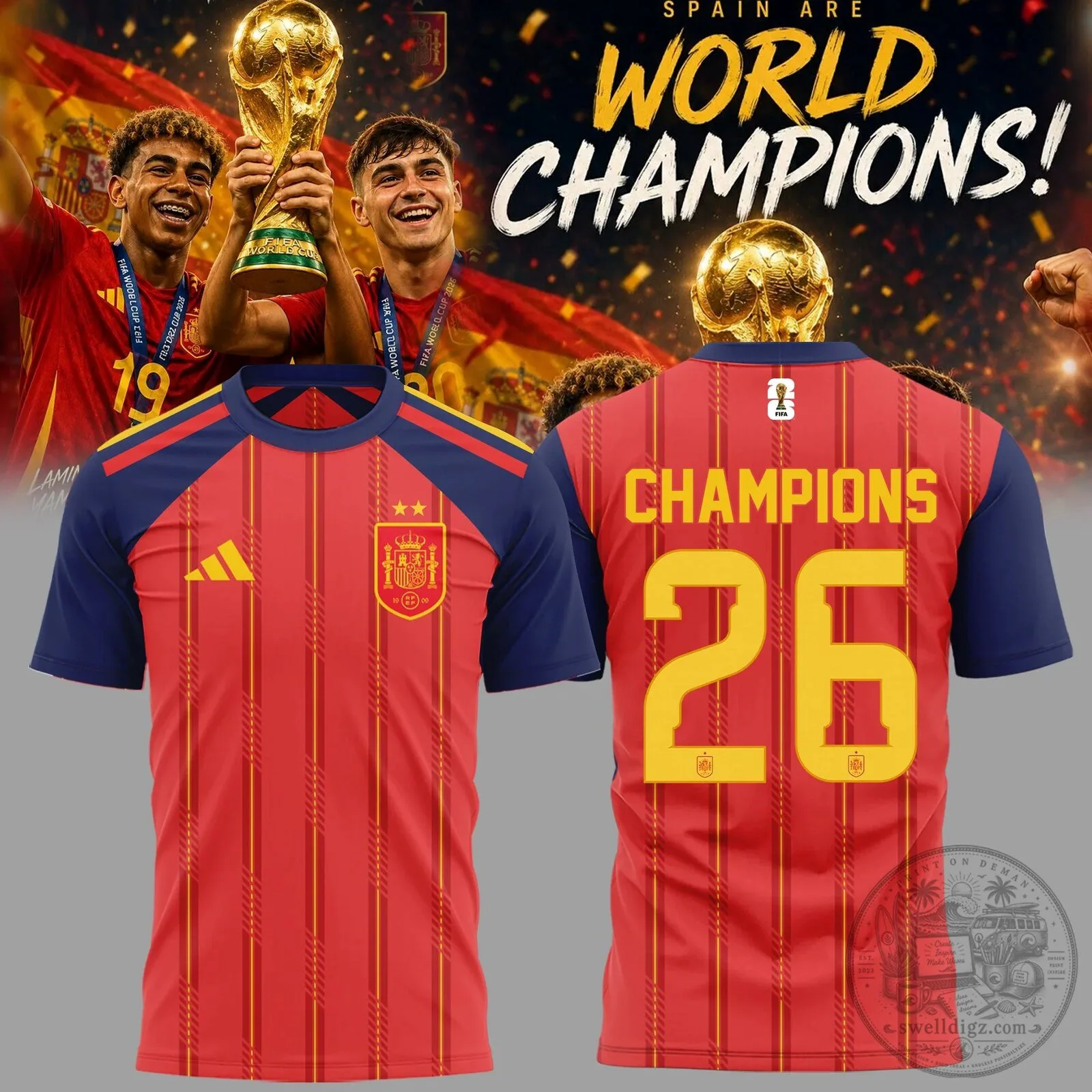2026 World Champions Soccer Jersey - Spain National Football Team