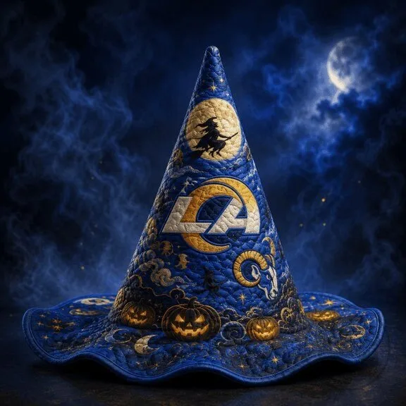 Los Angeles Rams Halloween Witch Hat with Pumpkins and Moon