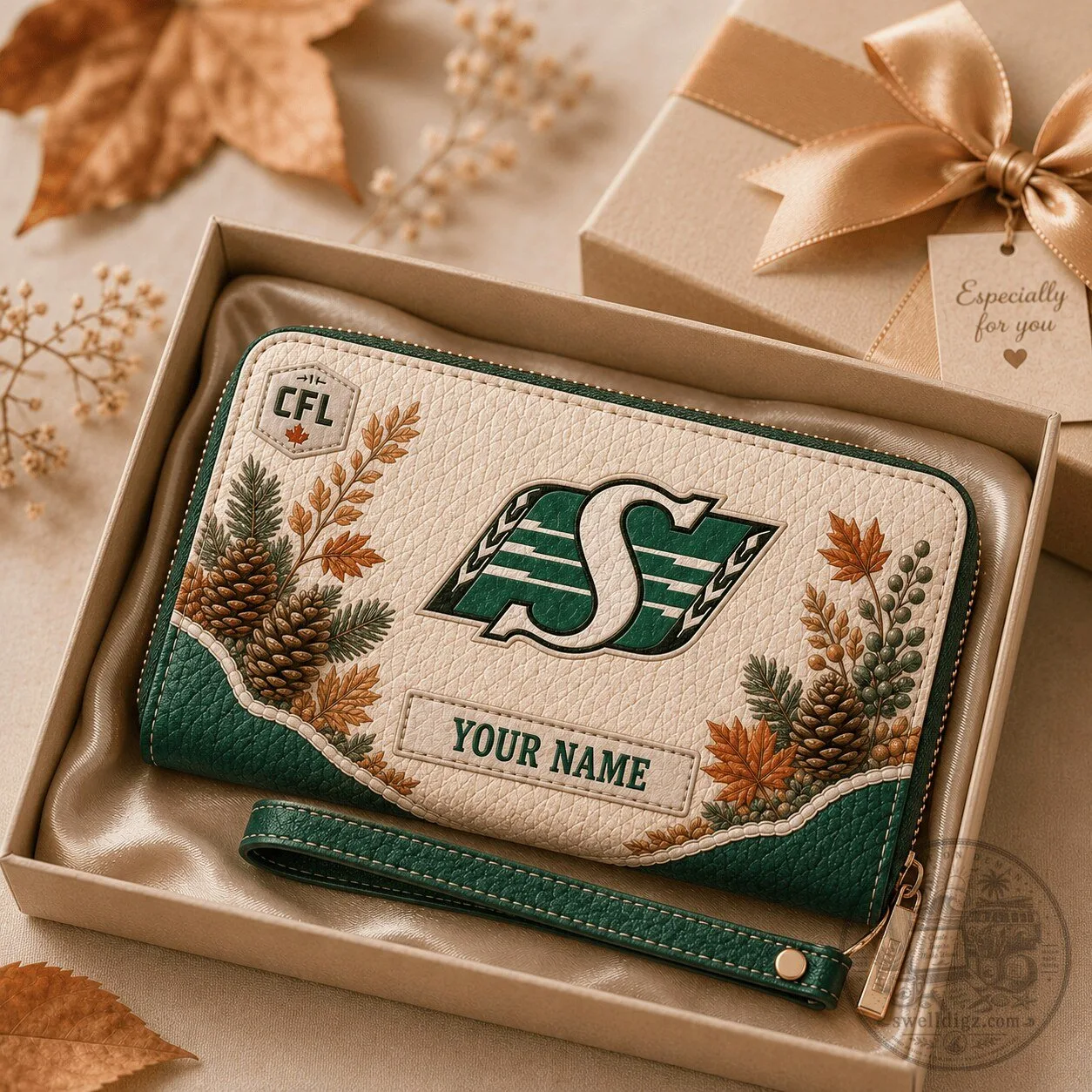 Saskatchewan Roughriders Football Team Autumn Style Personalized Wallet