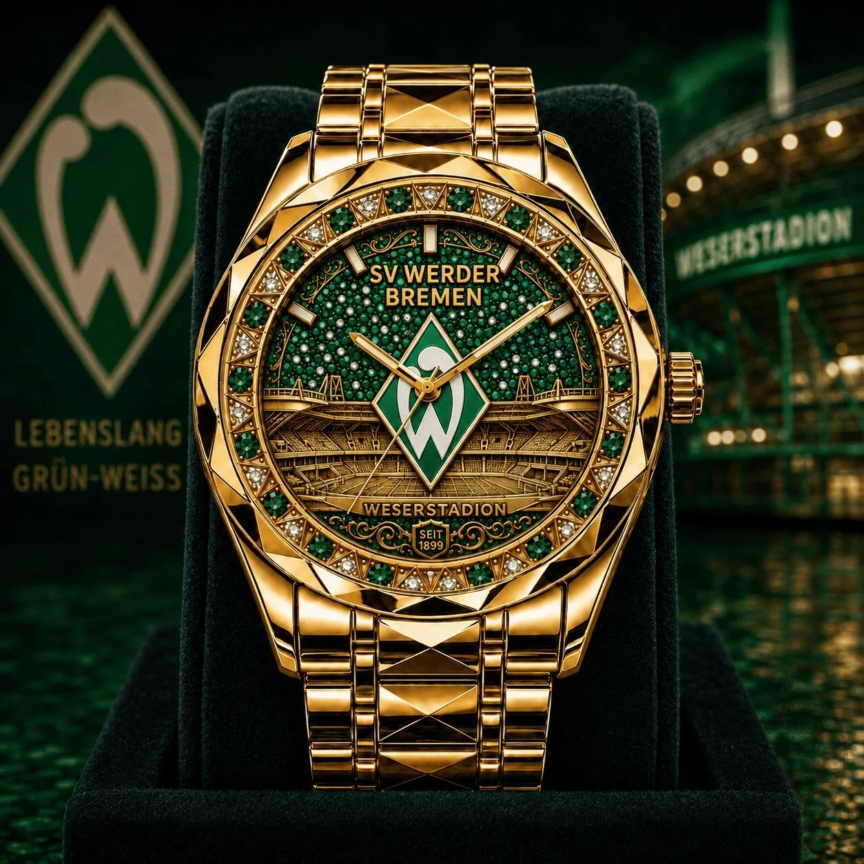 SV Werder Bremen Bundesliga Gold Tone Diamond Watch