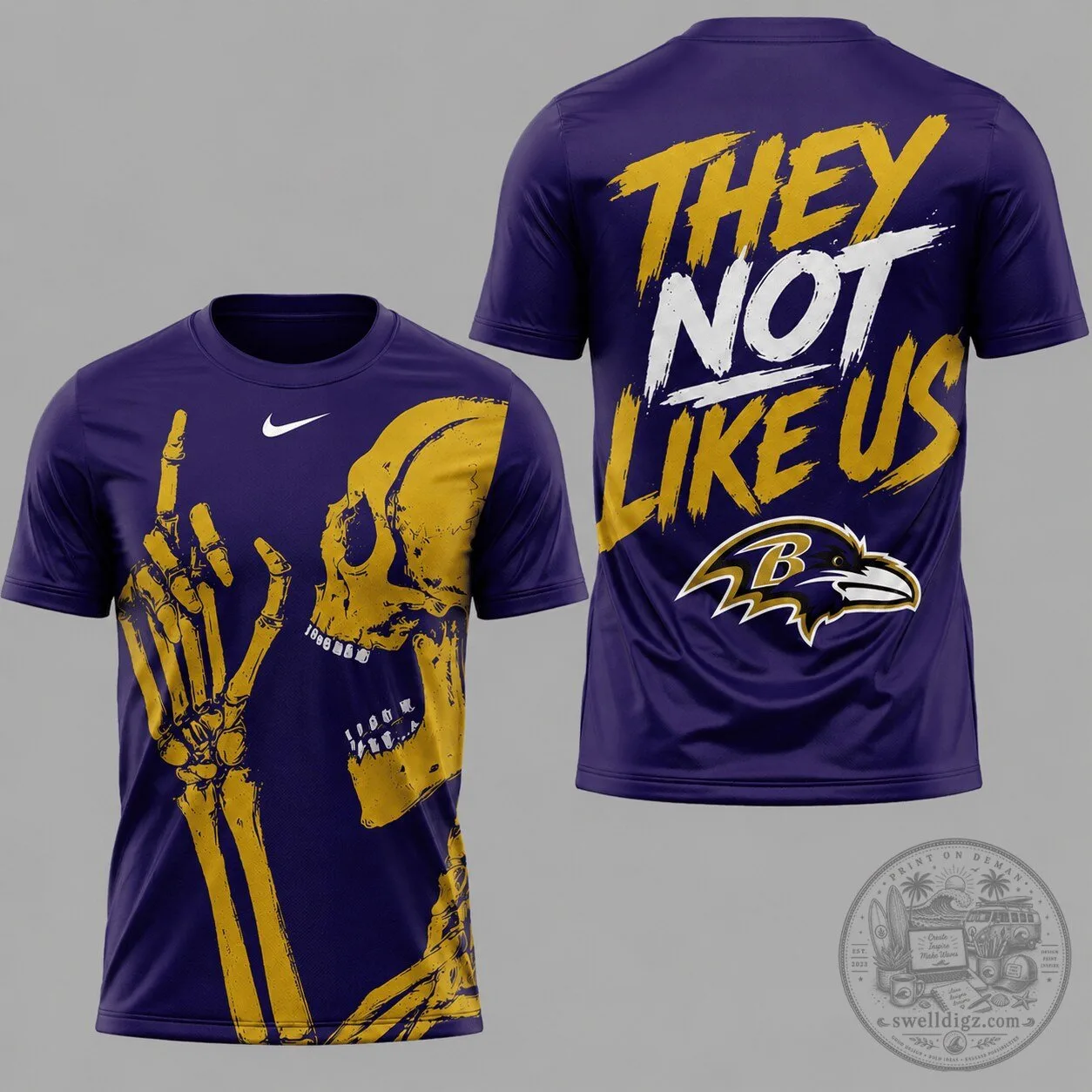 Baltimore Ravens Skeleton Gesture Graphic Performance T-Shirt