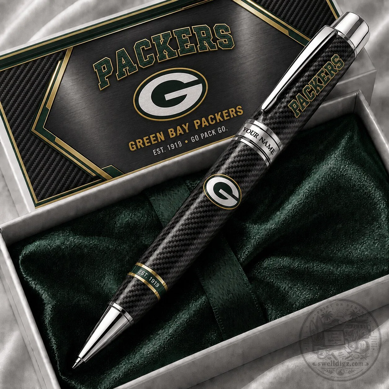 Green Bay Packers Personalized Carbon Fiber Ballpoint Pen Gift