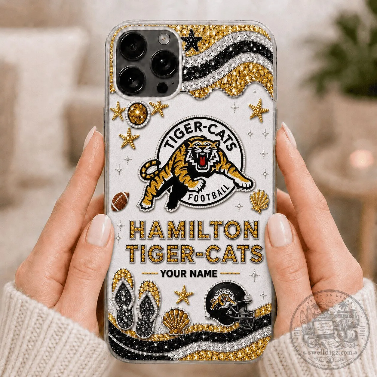 Hamilton Tiger-Cats Football Team Glitter Design Personalized Phone Case