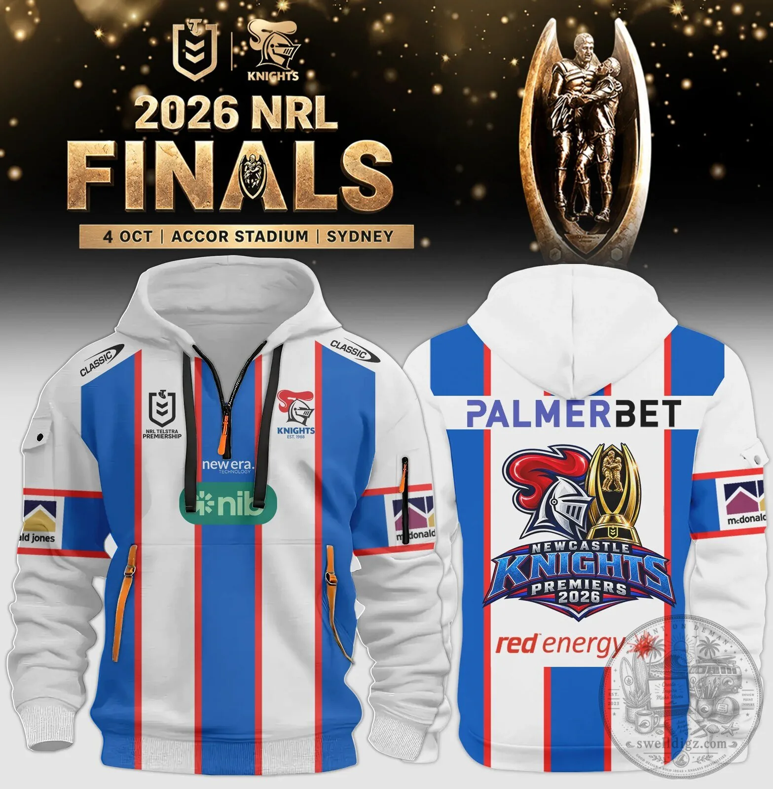 Newcastle Knights 2026 National Rugby League Finals Premiers Rugby Hoodie