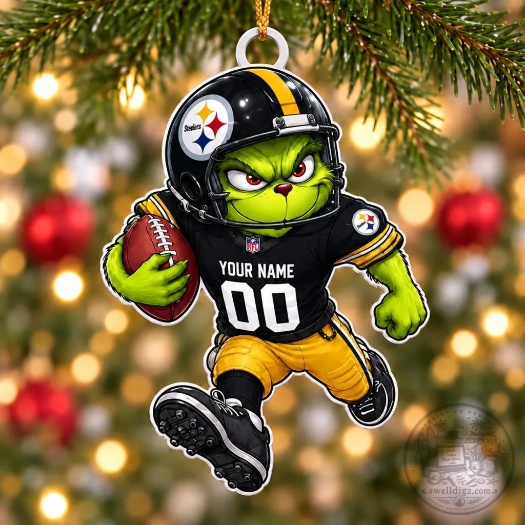 Pittsburgh Steelers Grinch Football Player Custom Name Christmas Ornament Pittsburgh Steelers Grinch Football Player Custom Name Christmas Ornament