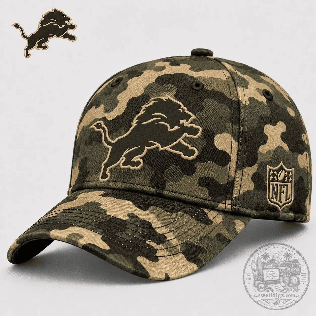 Detroit Lions NFL Camouflage Embroidered Baseball Cap Hat