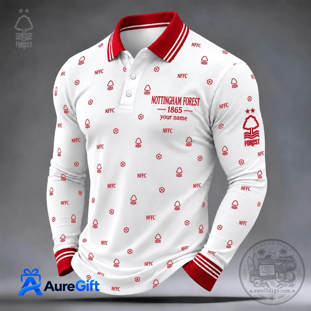 Nottingham Forest Football Club Personalized Long Sleeve Polo Shirt