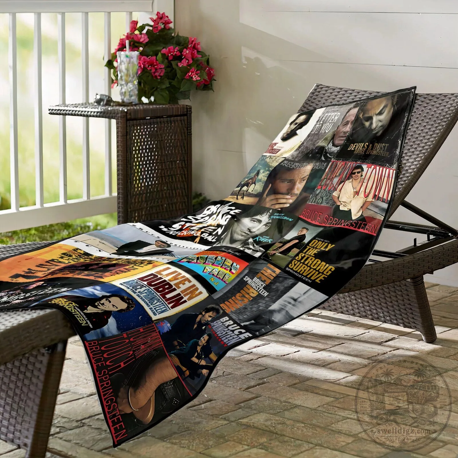 Bruce Springsteen Album Covers Collage Beach Towel 8 Bruce Springsteen Album Covers Collage Beach Towel