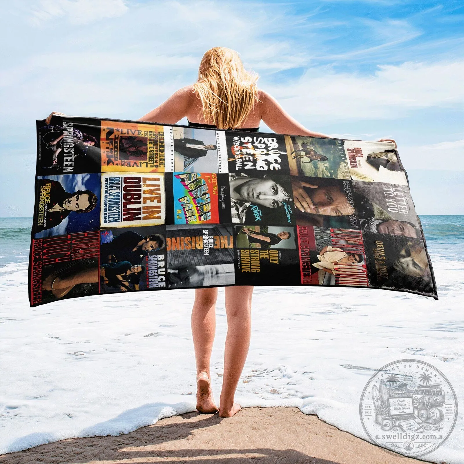 Bruce Springsteen Album Covers Collage Beach Towel 9 Bruce Springsteen Album Covers Collage Beach Towel