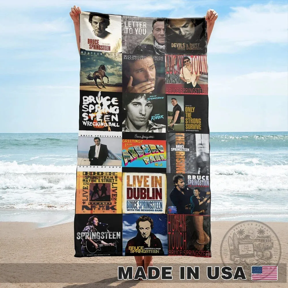 Bruce Springsteen Album Covers Collage Beach Towel 10 Bruce Springsteen Album Covers Collage Beach Towel