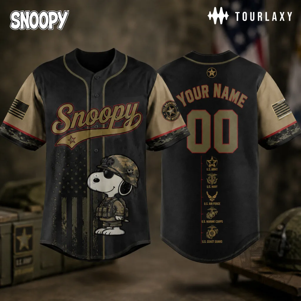 Snoopy United States Military Branches Baseball Jersey Snoopy United States Military Branches Baseball Jersey