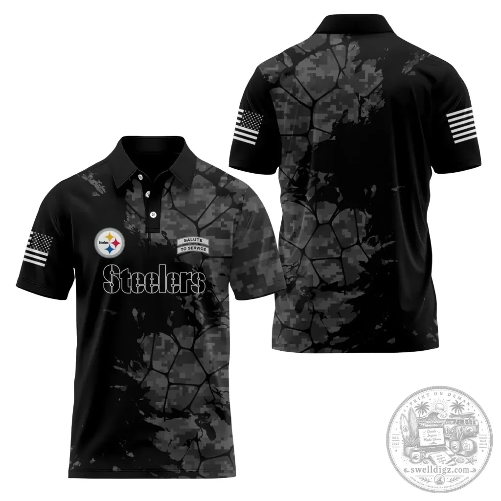 Pittsburgh Steelers Salute To Service Digital Camouflage Polo Shirt Pittsburgh Steelers Salute To Service Digital Camouflage Polo Shirt
