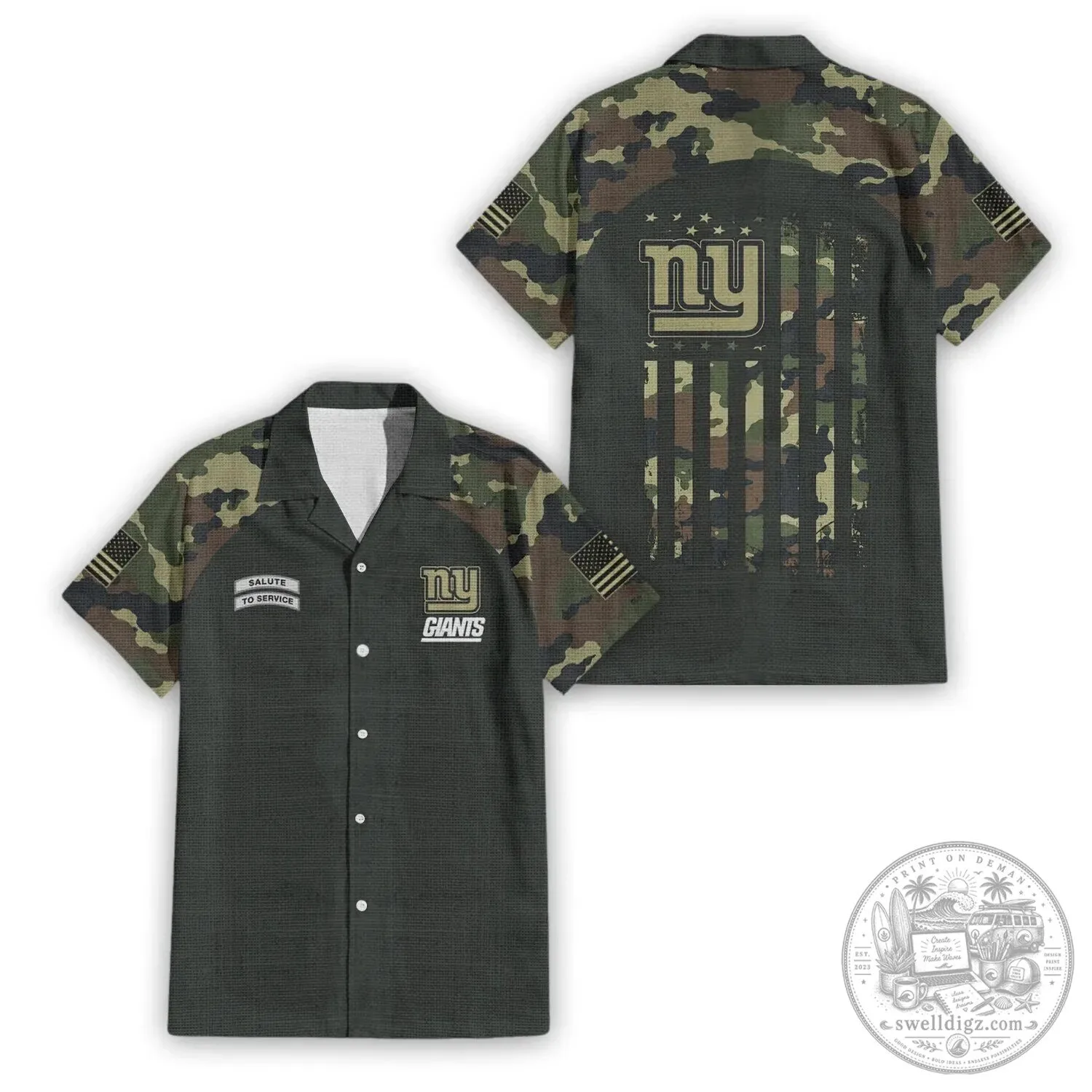 New York Giants Salute To Service Premium Camouflage Hawaiian Shirt