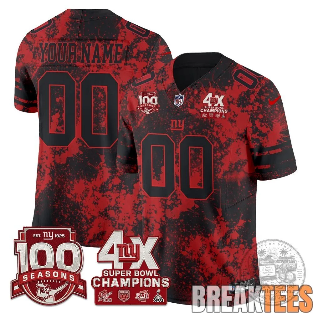 New York Giants Super Bowl Champions Blood Splash Edition Football Jersey 2 New York Giants Super Bowl Champions Blood Splash Edition Football Jersey