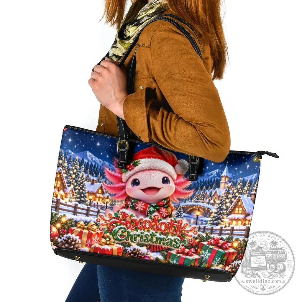 Axolotl Christmas Winter Wonderland Holiday Tote Bag
