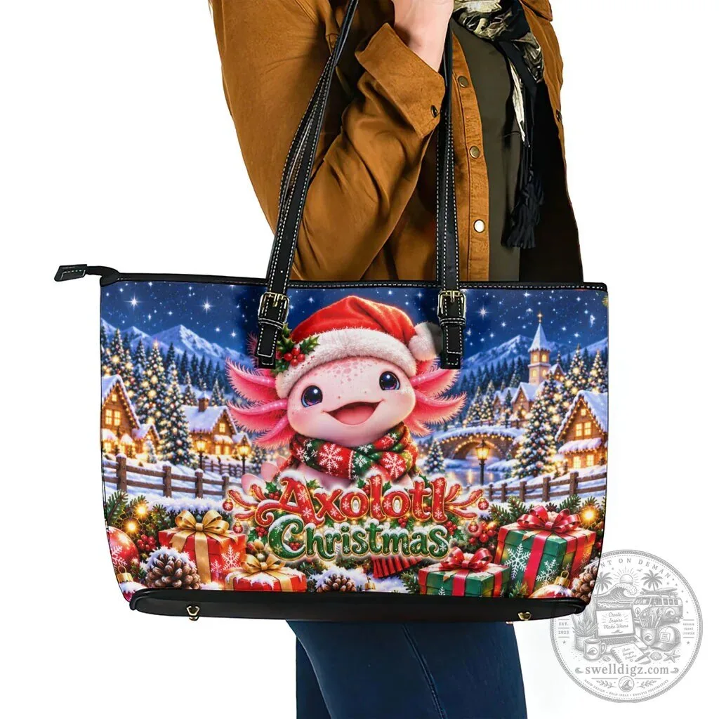 Axolotl Christmas Winter Wonderland Holiday Tote Bag 7 Axolotl Christmas Winter Wonderland Holiday Tote Bag