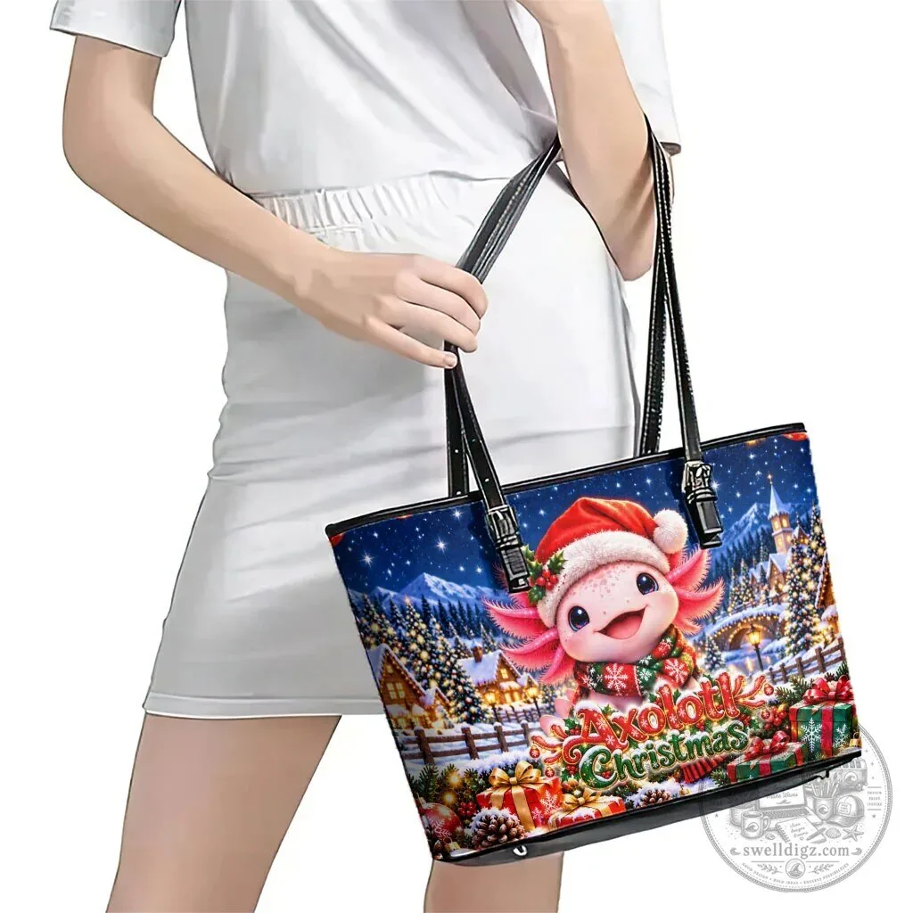 Axolotl Christmas Winter Wonderland Holiday Tote Bag 8 Axolotl Christmas Winter Wonderland Holiday Tote Bag