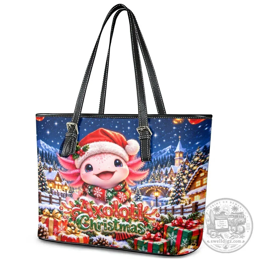 Axolotl Christmas Winter Wonderland Holiday Tote Bag 9 Axolotl Christmas Winter Wonderland Holiday Tote Bag