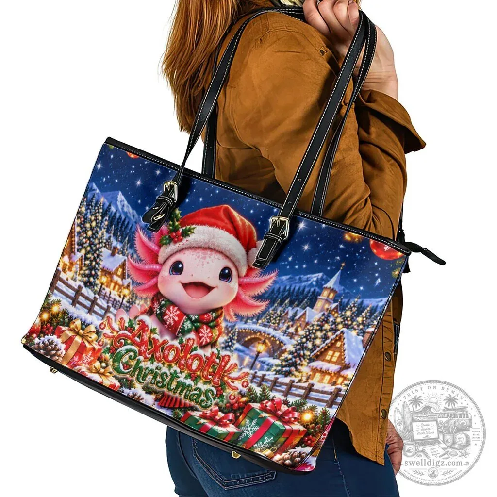 Axolotl Christmas Winter Wonderland Holiday Tote Bag 11 Axolotl Christmas Winter Wonderland Holiday Tote Bag