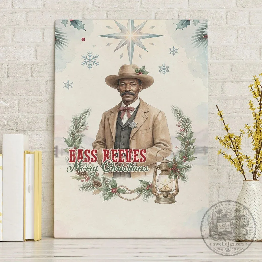 Bass Reeves Merry Christmas Old West Deputy Lawman Holiday Canvas Wall Art