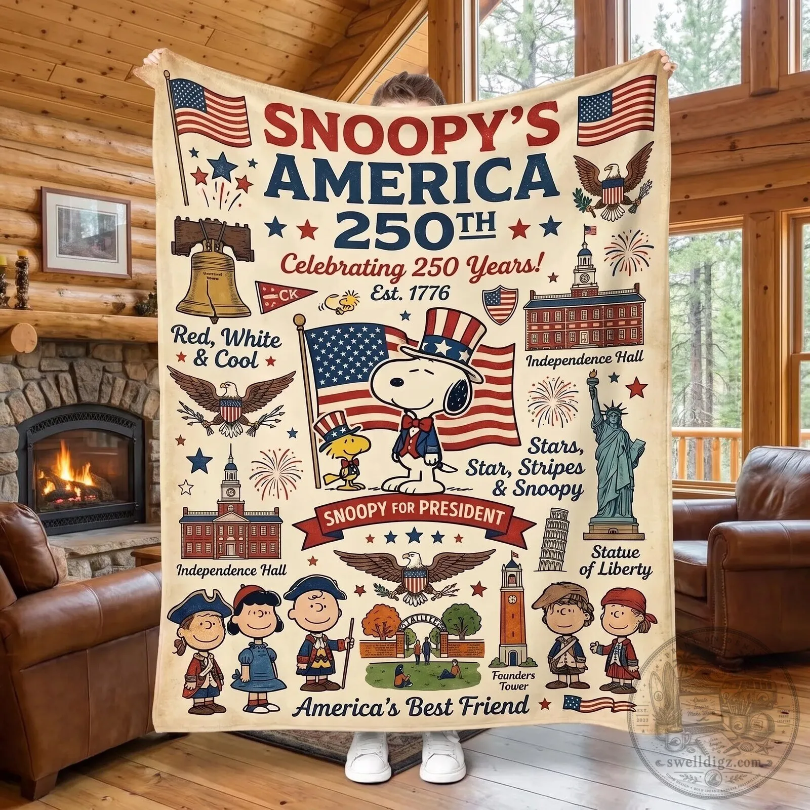 Snoopy's America 250th Anniversary Celebrating 250 Years Blanket