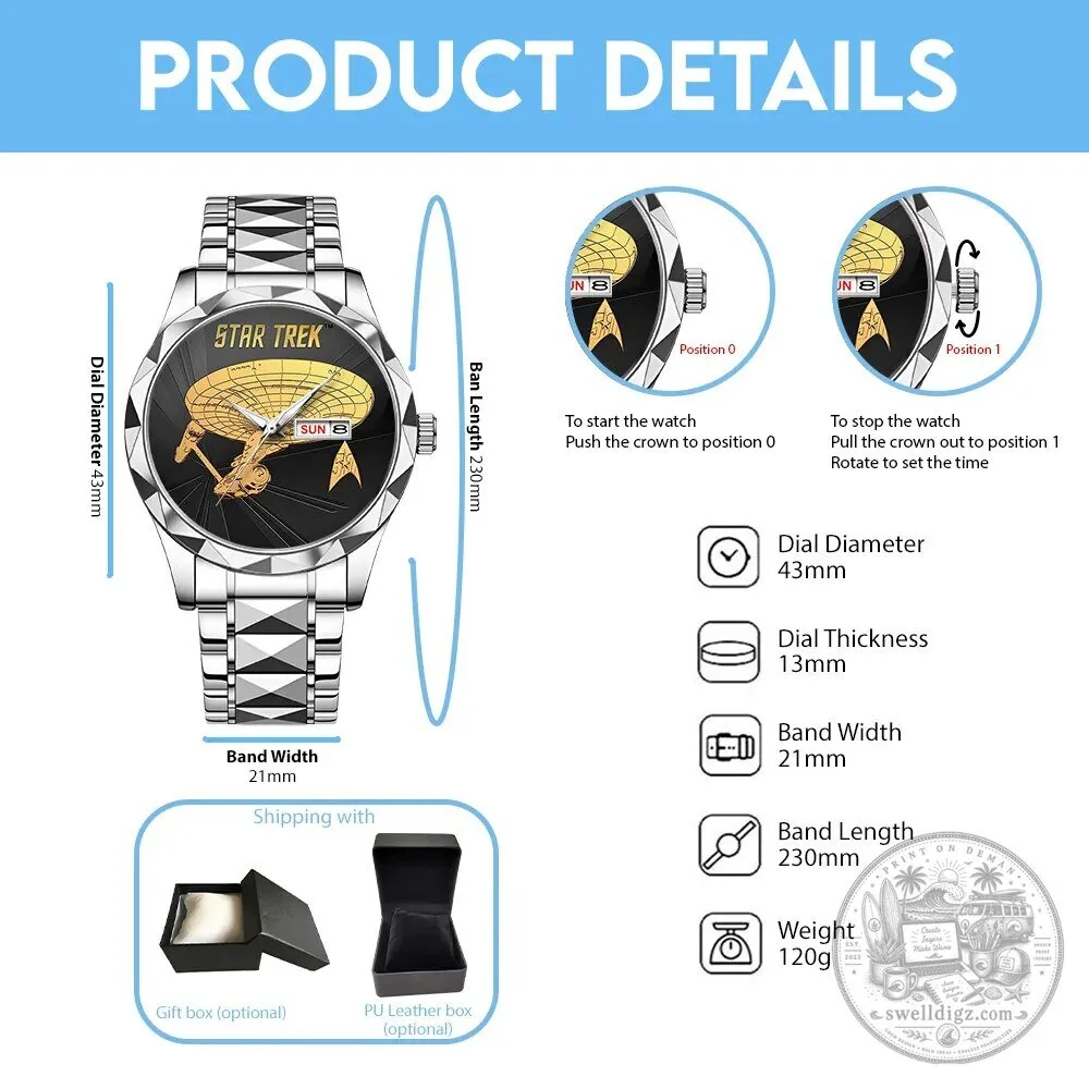 Star Trek United Federation of Planets Enterprise Quartz Watch 7 Star Trek United Federation of Planets Enterprise Quartz Watch