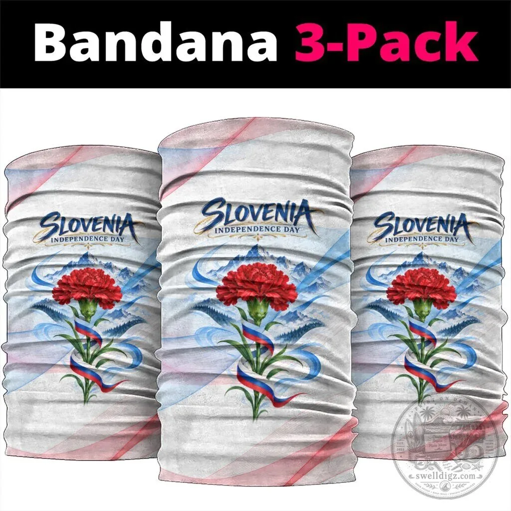Slovenia Independence Day Red Carnation Flower Mount Triglav Flag Neck Gaiter