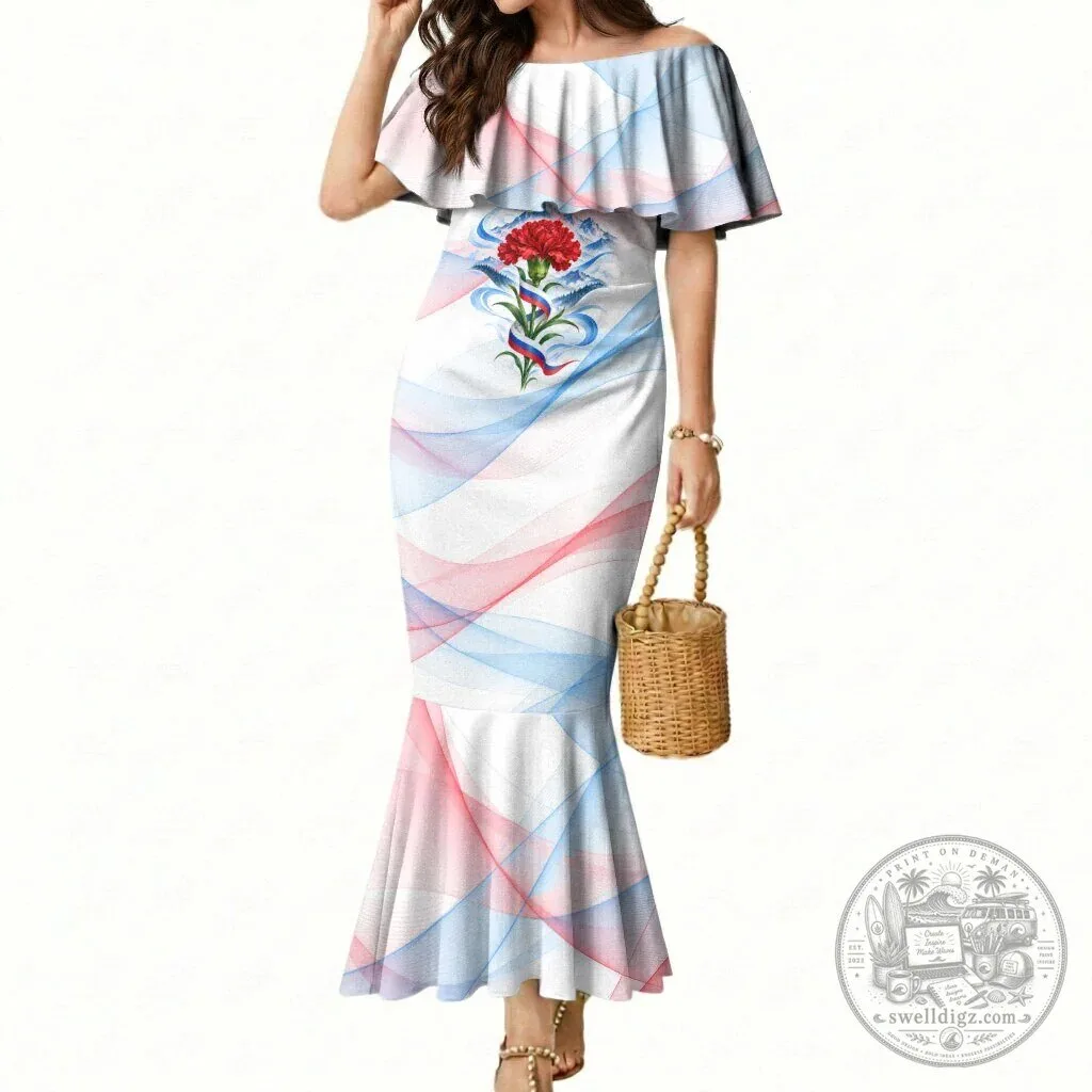 Slovenia Independence Day Red Carnation Flower Mount Triglav Flag Mermaid Dress