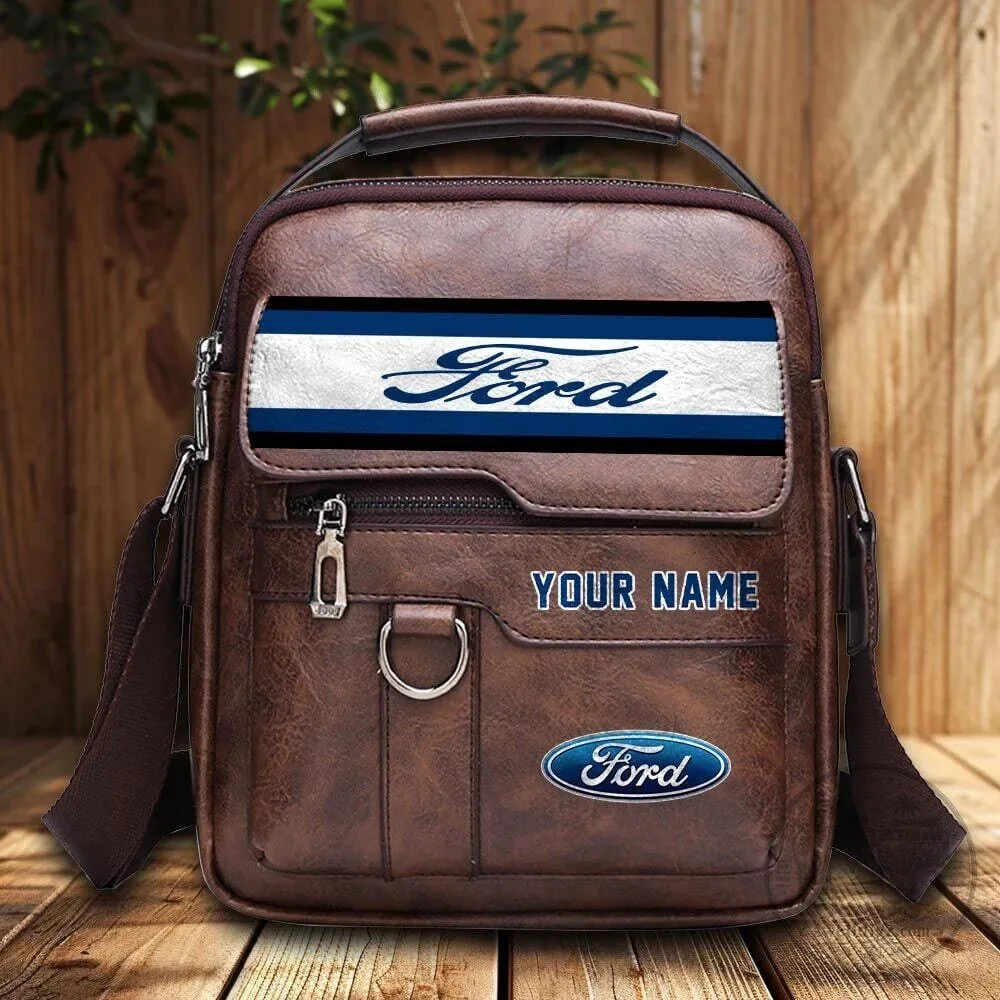 Ford Custom Name Leather Crossbody Bag, Zipper Shoulder Bag