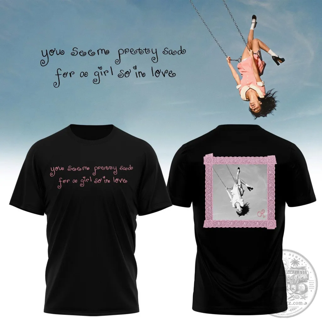 Olivia Rodrigo Shirt, GUTS Album Cover Black T-Shirt, You Seem Pretty Sad For A Girl So In Love