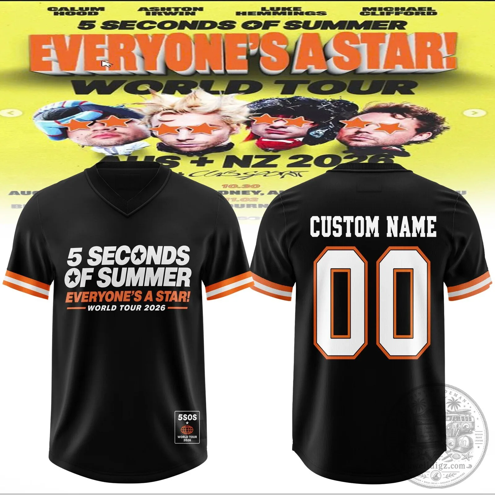 2026 Football Jersey for Everyone's a Star World Tour by 5 Seconds of Summer 1 2026 Football Jersey for Everyone