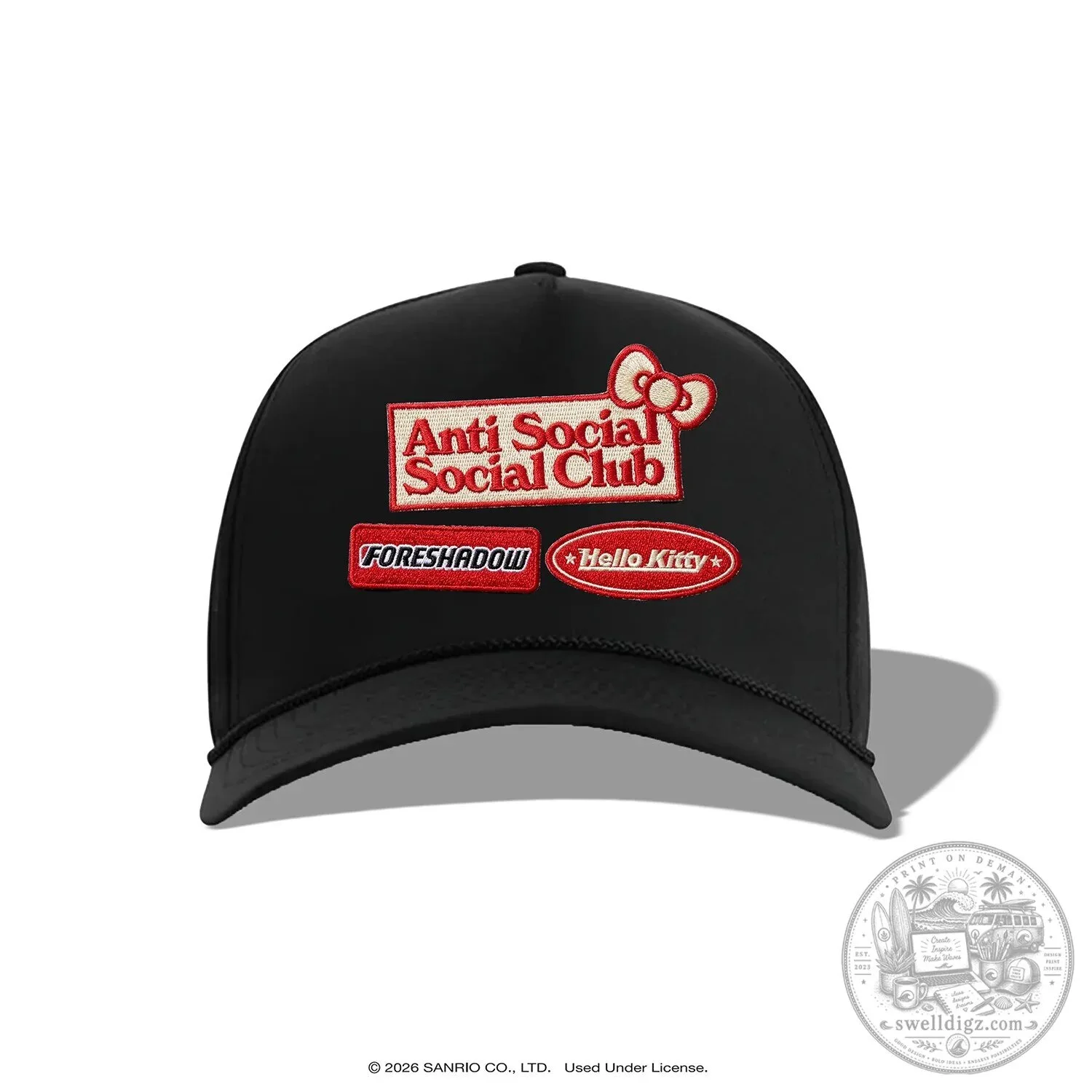 Anti Social Social Club Hello Kitty Foreshadow Black Snapback Cap Hat